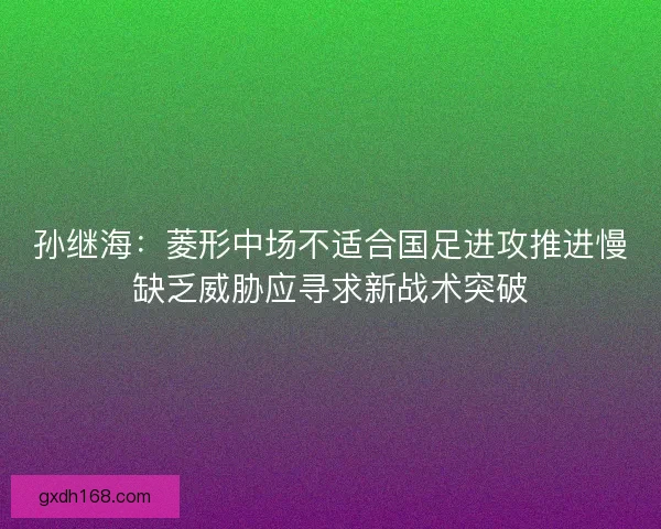 孙继海：菱形中场不适合国足进攻推进慢缺乏威胁应寻求新战术突破